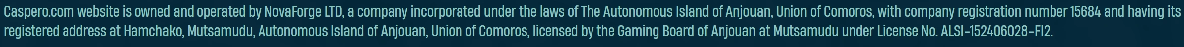 Caspero Sicherheit und Lizenzen